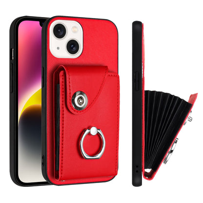 ELECTROPRIME For iPhone 15 Organ Card Bag Ring Holder Phone Case(Red)