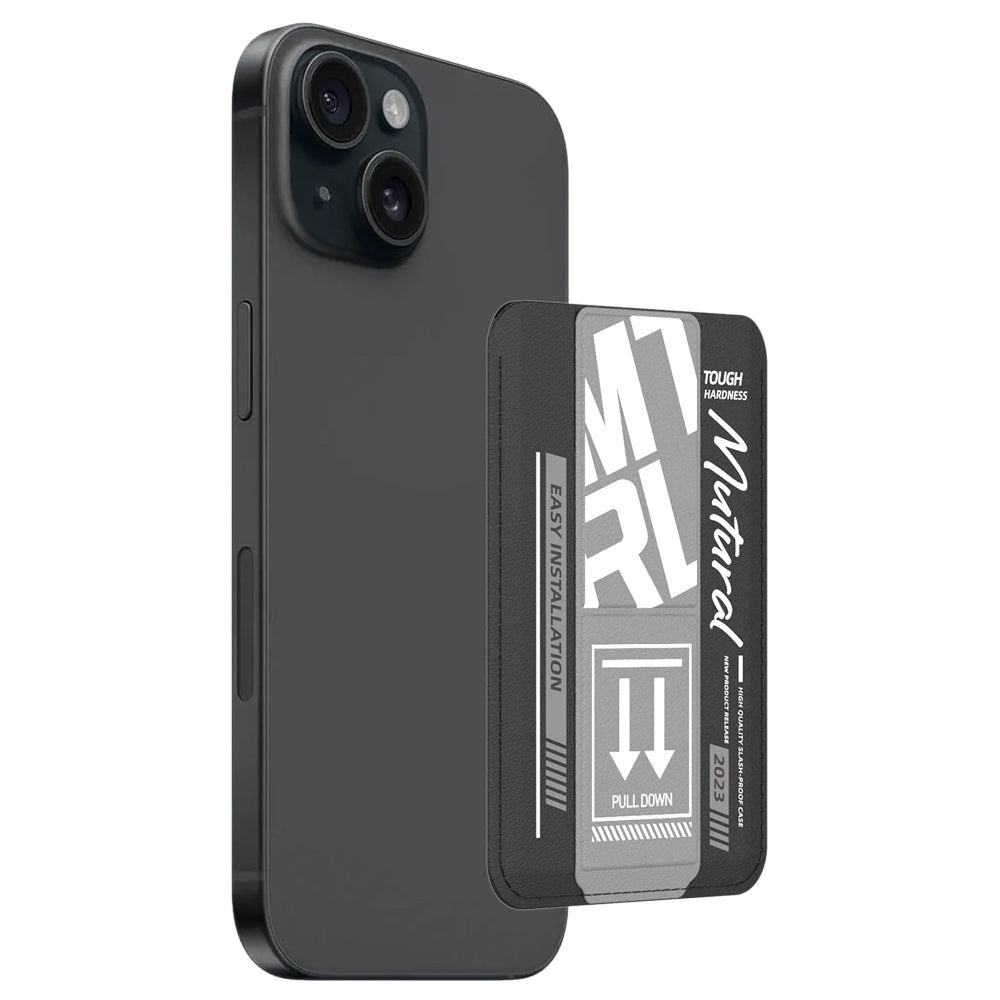 ELECTROPRIME For iPhone 15 mutural Chuncai Series Magnetic Holder Card Slot(Black Grey)