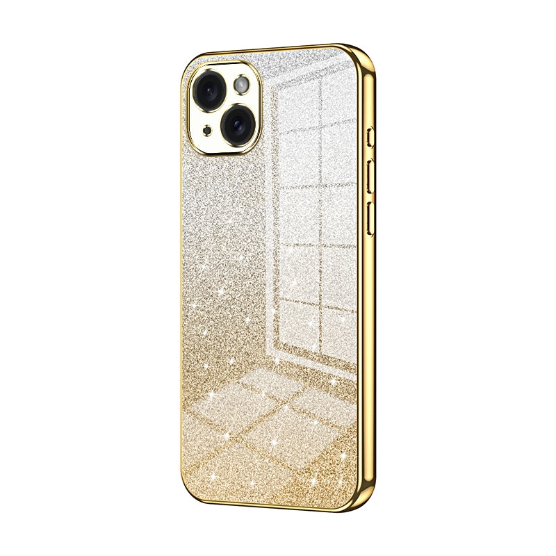 ELECTROPRIME For iPhone 15 Plus Gradient Glitter Powder Electroplated Phone Case(Gold)