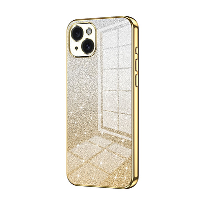 ELECTROPRIME For iPhone 15 Plus Gradient Glitter Powder Electroplated Phone Case(Gold)
