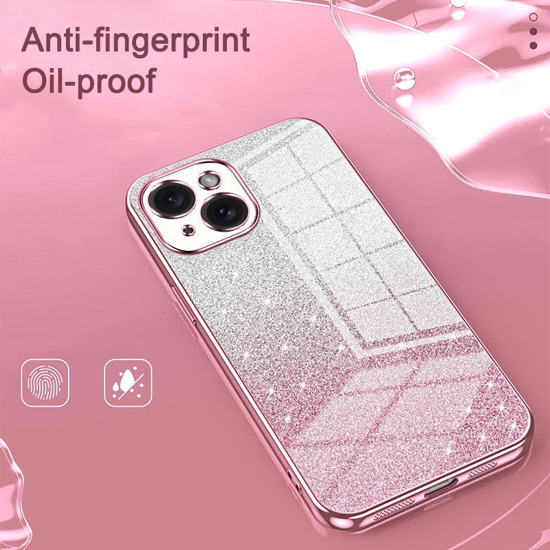 ELECTROPRIME For iPhone 15 Plus Gradient Glitter Powder Electroplated Phone Case(Gold)