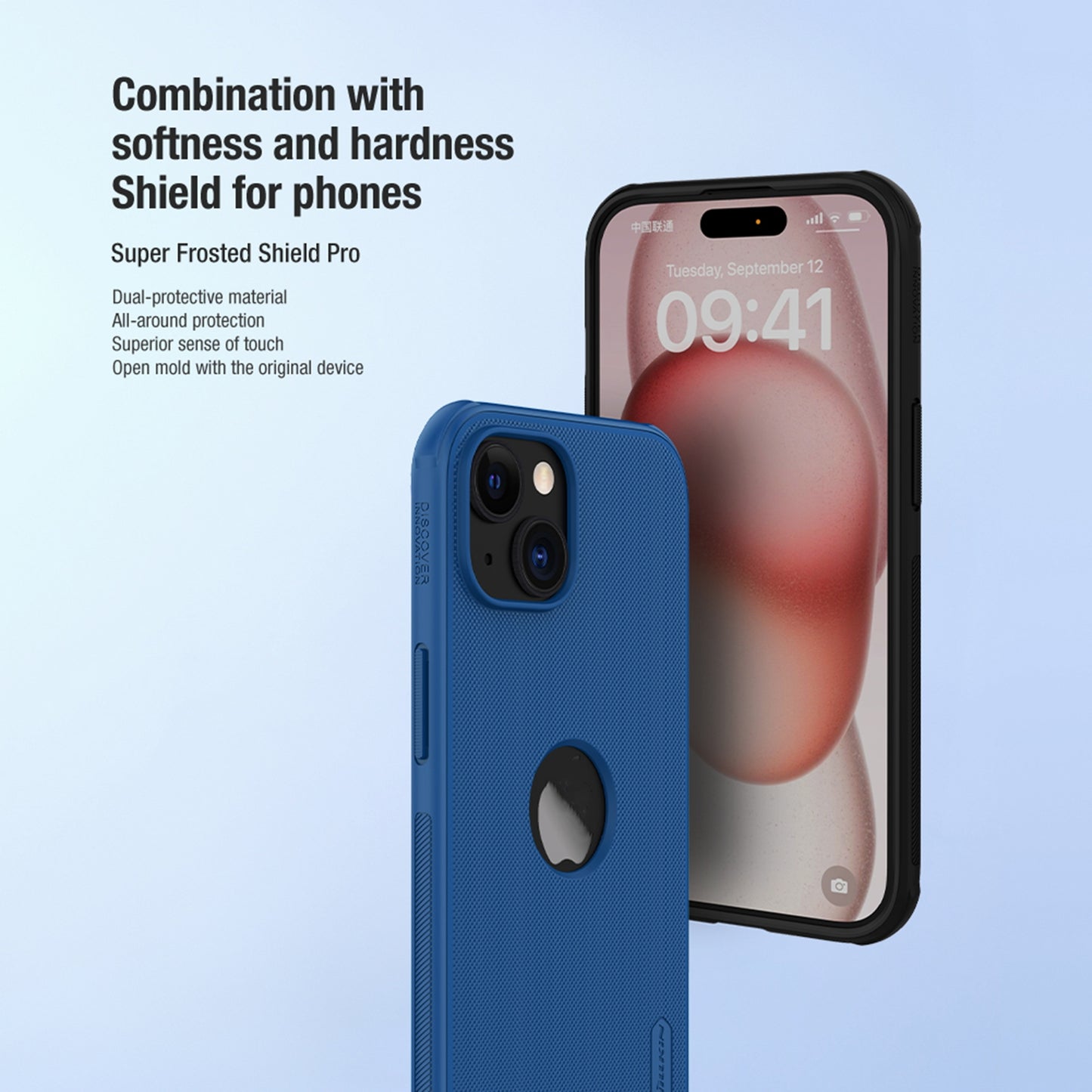 ELECTROPRIME For iPhone 15 NILLKIN Super Frosted Shield Pro Phone Protective Case With LOGO Cutout(Blue)
