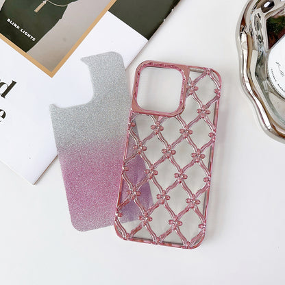 ELECTROPRIME For iPhone 15 Star Flower Electroplated TPU Phone Case with Gradient Glitter Paper(Pink)