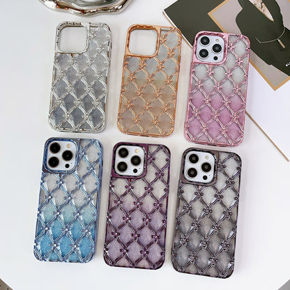 ELECTROPRIME For iPhone 15 Star Flower Electroplated TPU Phone Case with Gradient Glitter Paper(Gold)