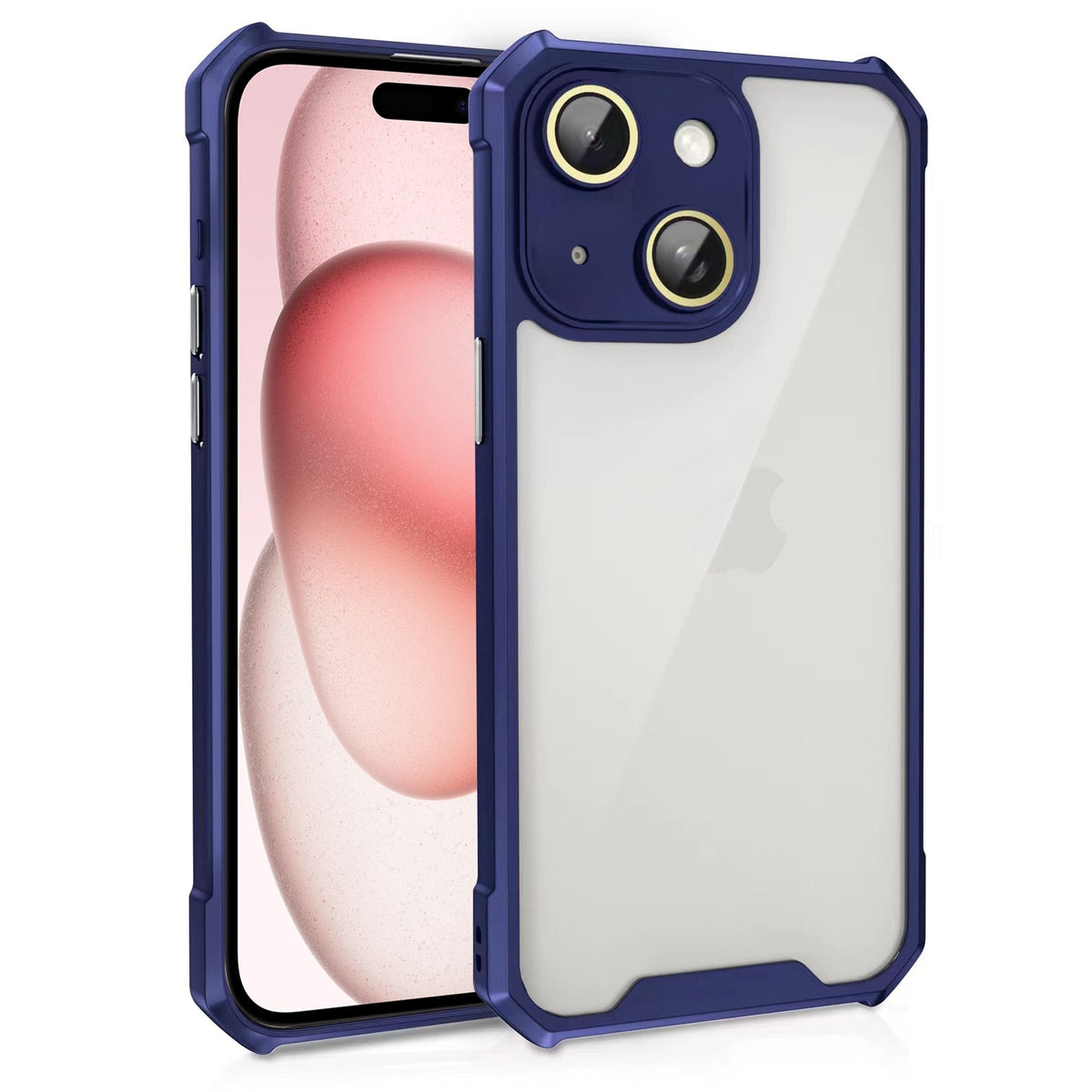 ELECTROPRIME For iPhone 15 Plus Shockproof Acrylic Phone Case with Lens Glass Film(Blue)