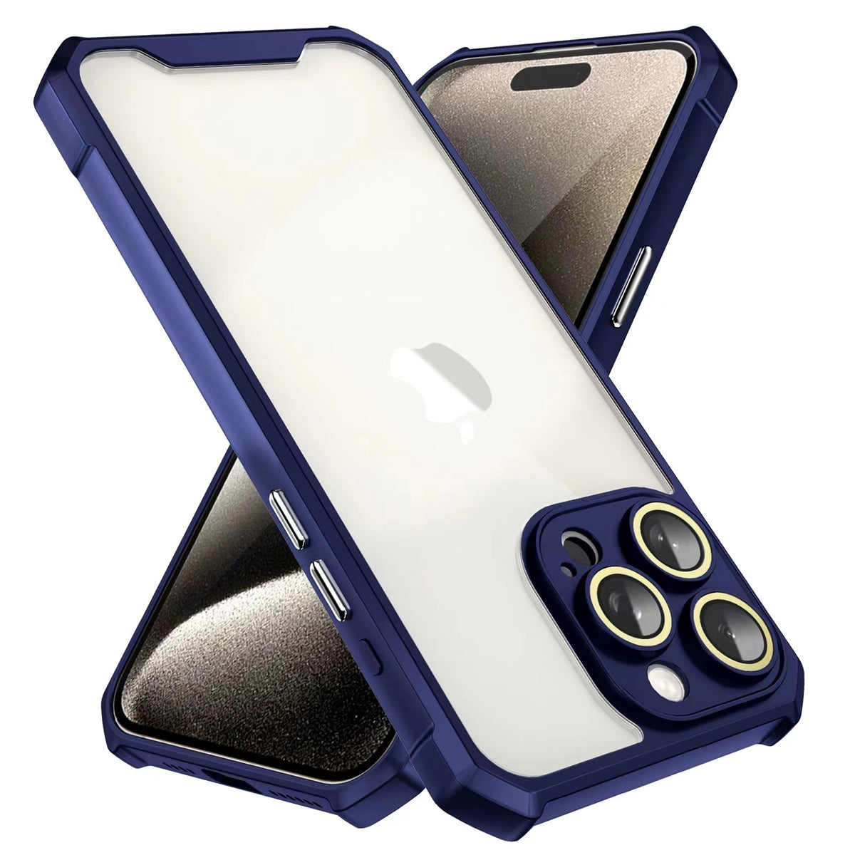 ELECTROPRIME For iPhone 15 Plus Shockproof Acrylic Phone Case with Lens Glass Film(Blue)