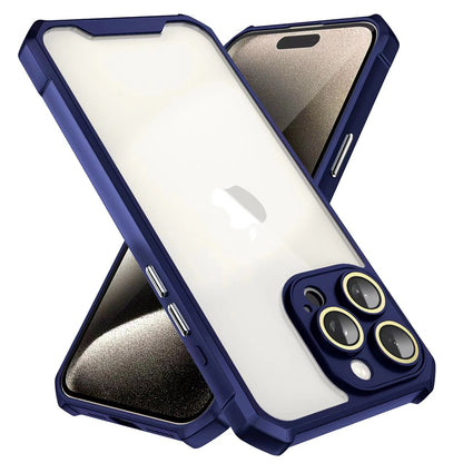 ELECTROPRIME For iPhone 15 Plus Shockproof Acrylic Phone Case with Lens Glass Film(Blue)