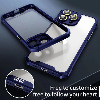 ELECTROPRIME For iPhone 15 Plus Shockproof Acrylic Phone Case with Lens Glass Film(Blue)