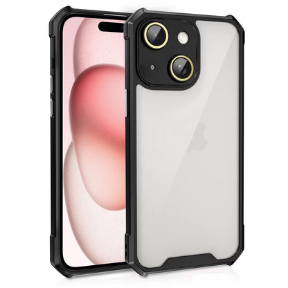 ELECTROPRIME For iPhone 15 Shockproof Acrylic Phone Case with Lens Glass Film(Black)