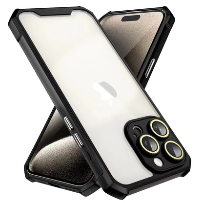 ELECTROPRIME For iPhone 15 Shockproof Acrylic Phone Case with Lens Glass Film(Black)