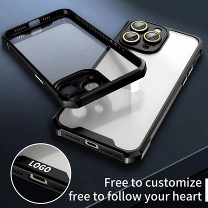 ELECTROPRIME For iPhone 15 Shockproof Acrylic Phone Case with Lens Glass Film(Black)