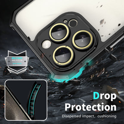 ELECTROPRIME For iPhone 15 Shockproof Acrylic Phone Case with Lens Glass Film(Black)