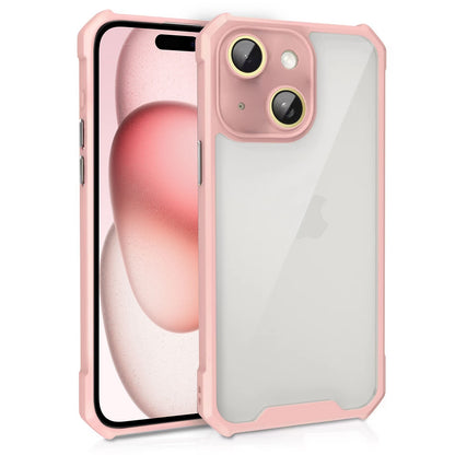 ELECTROPRIME For iPhone 15 Shockproof Acrylic Phone Case with Lens Glass Film(Pink)