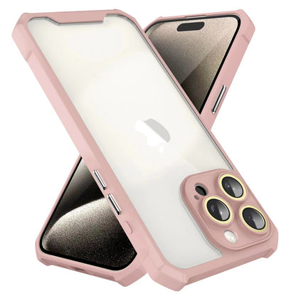 ELECTROPRIME For iPhone 15 Shockproof Acrylic Phone Case with Lens Glass Film(Pink)