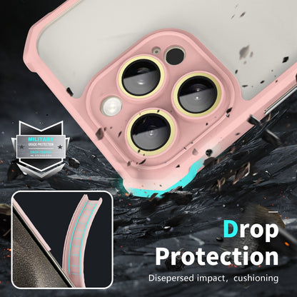ELECTROPRIME For iPhone 15 Shockproof Acrylic Phone Case with Lens Glass Film(Pink)