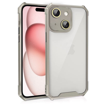 ELECTROPRIME For iPhone 15 Shockproof Acrylic Phone Case with Lens Glass Film(Grey)