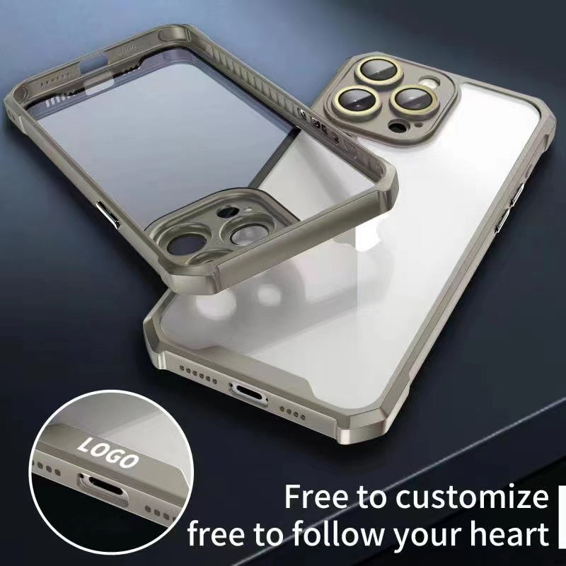 ELECTROPRIME For iPhone 15 Shockproof Acrylic Phone Case with Lens Glass Film(Grey)