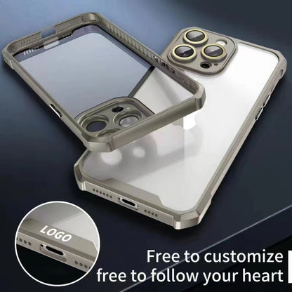 ELECTROPRIME For iPhone 15 Shockproof Acrylic Phone Case with Lens Glass Film(Grey)