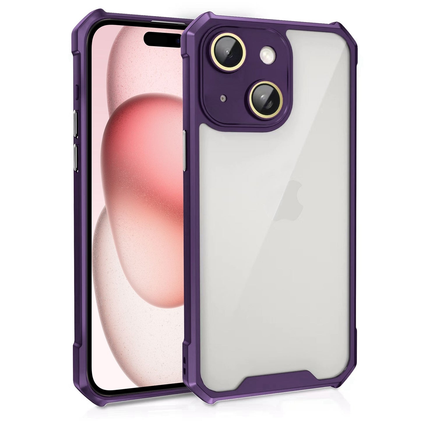 ELECTROPRIME For iPhone 15 Shockproof Acrylic Phone Case with Lens Glass Film(Purple)