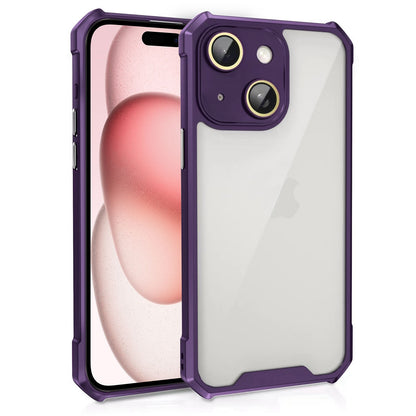 ELECTROPRIME For iPhone 15 Shockproof Acrylic Phone Case with Lens Glass Film(Purple)
