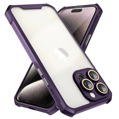 ELECTROPRIME For iPhone 15 Shockproof Acrylic Phone Case with Lens Glass Film(Purple)