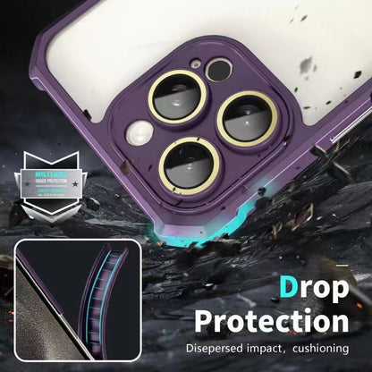 ELECTROPRIME For iPhone 15 Shockproof Acrylic Phone Case with Lens Glass Film(Purple)