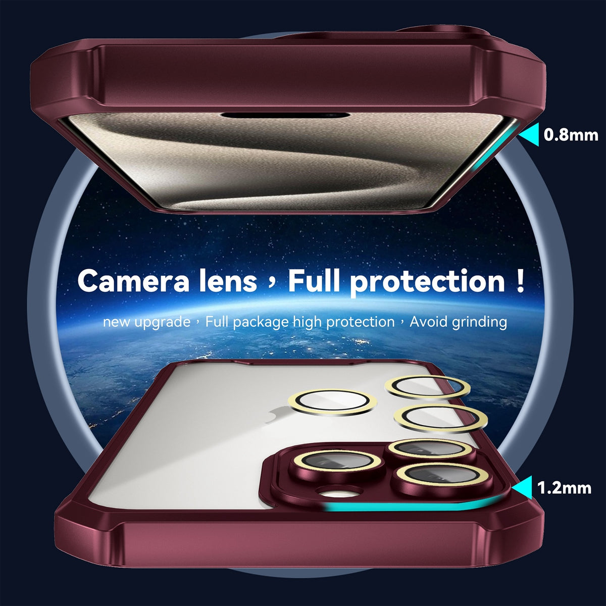 ELECTROPRIME For iPhone 15 Plus Shockproof Acrylic Phone Case with Lens Glass Film(Blue)