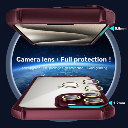 ELECTROPRIME For iPhone 15 Plus Shockproof Acrylic Phone Case with Lens Glass Film(Blue)
