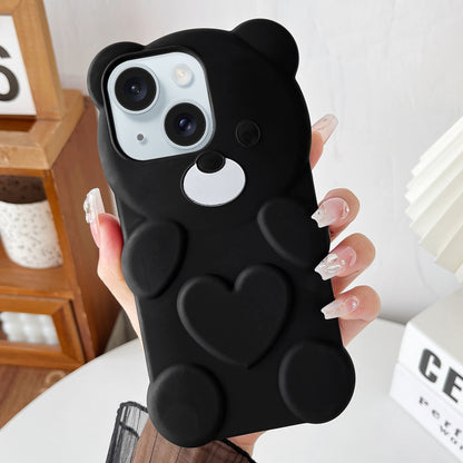 ELECTROPRIME For iPhone 15 Bear Shape Oil-sprayed TPU Phone Case(Black)