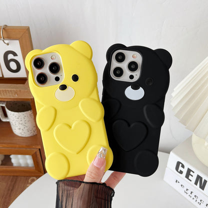 ELECTROPRIME For iPhone 15 Bear Shape Oil-sprayed TPU Phone Case(Yellow)
