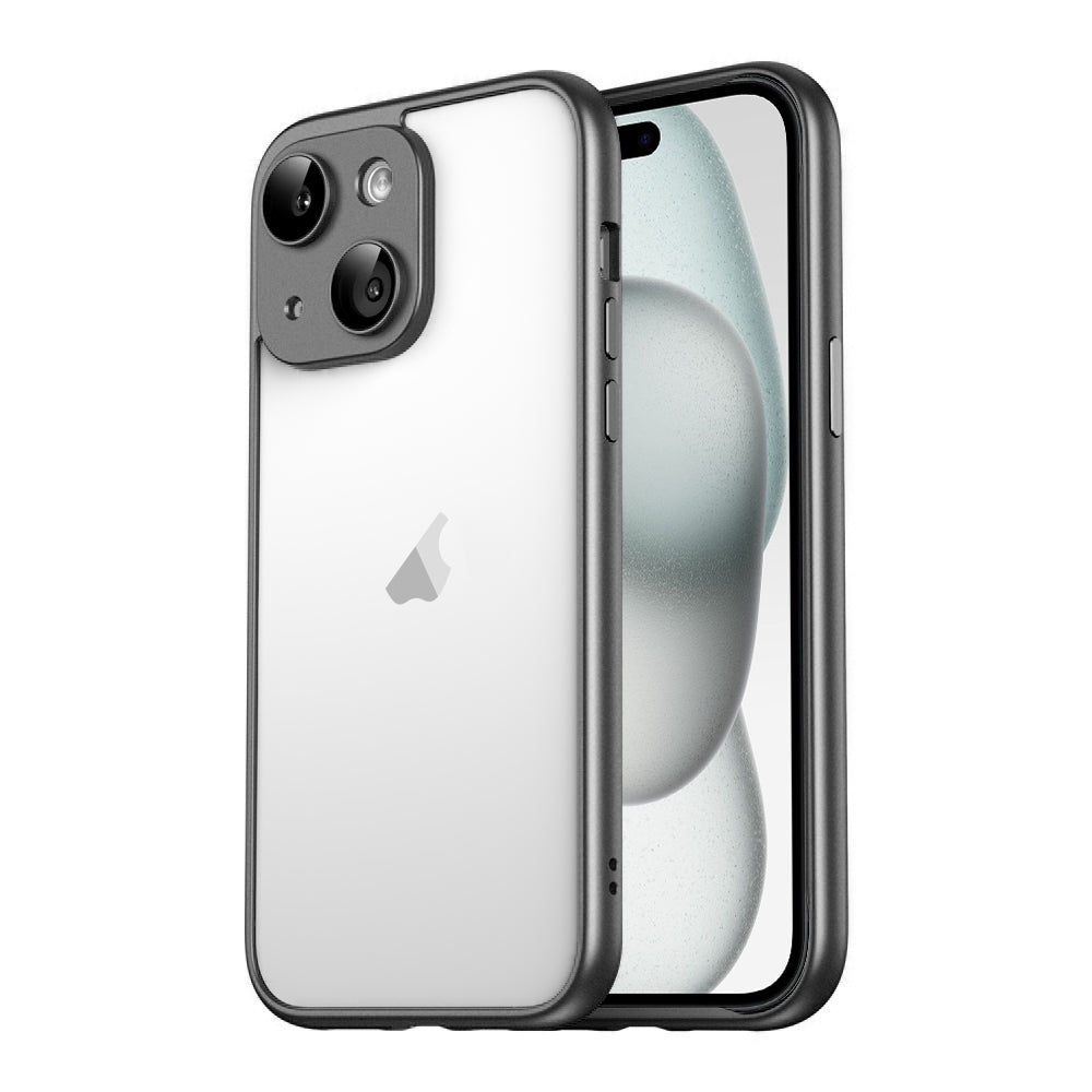 ELECTROPRIME For iPhone 15 Macaron PC Phone Pure Border Frame with Lens Glass Film(Black)