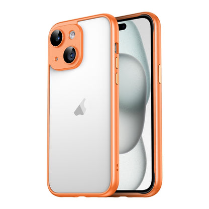 ELECTROPRIME For iPhone 15 Macaron PC Phone Pure Border Frame with Lens Glass Film(Orange)