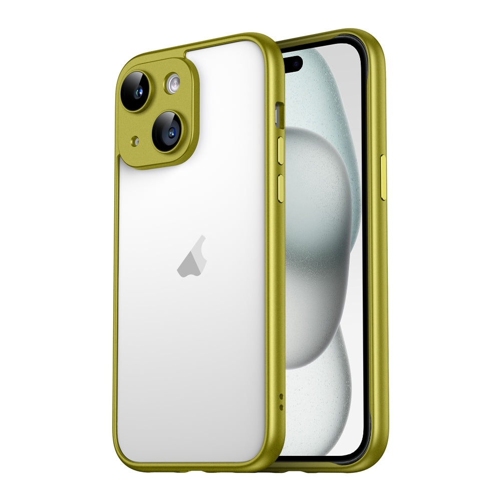 ELECTROPRIME For iPhone 15 Macaron PC Phone Pure Border Frame with Lens Glass Film(Green)