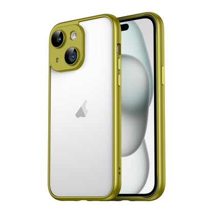 ELECTROPRIME For iPhone 15 Macaron PC Phone Pure Border Frame with Lens Glass Film(Green)