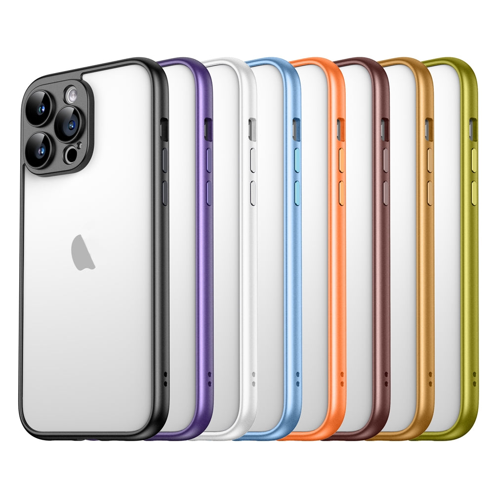 ELECTROPRIME For iPhone 15 Macaron PC Phone Pure Border Frame with Lens Glass Film(Black)