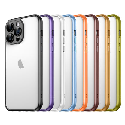 ELECTROPRIME For iPhone 15 Macaron PC Phone Pure Border Frame with Lens Glass Film(Blue)