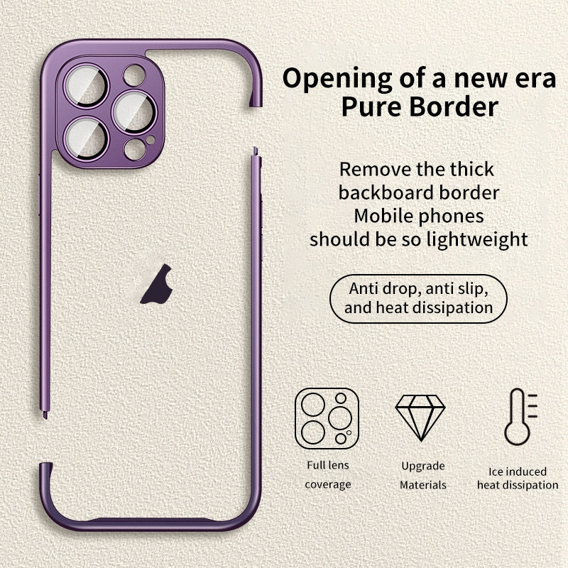 ELECTROPRIME For iPhone 15 Macaron PC Phone Pure Border Frame with Lens Glass Film(Blue)