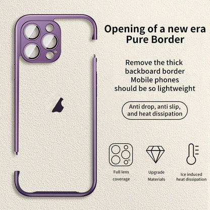ELECTROPRIME For iPhone 15 Macaron PC Phone Pure Border Frame with Lens Glass Film(Blue)