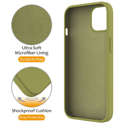 ELECTROPRIME For iPhone 15 Plus Liquid Silicone MagSafe Magnetic Phone Case with Ring Holder(Willow Green)