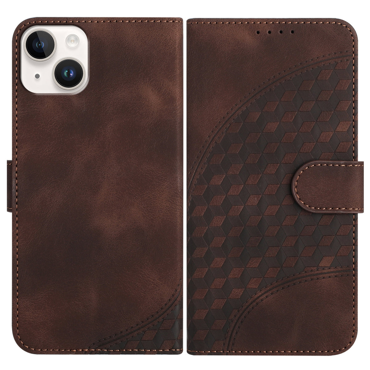 ELECTROPRIME For iPhone 15 Plus YX0060 Elephant Head Embossed Phone Leather Case with Lanyard(Coffee)