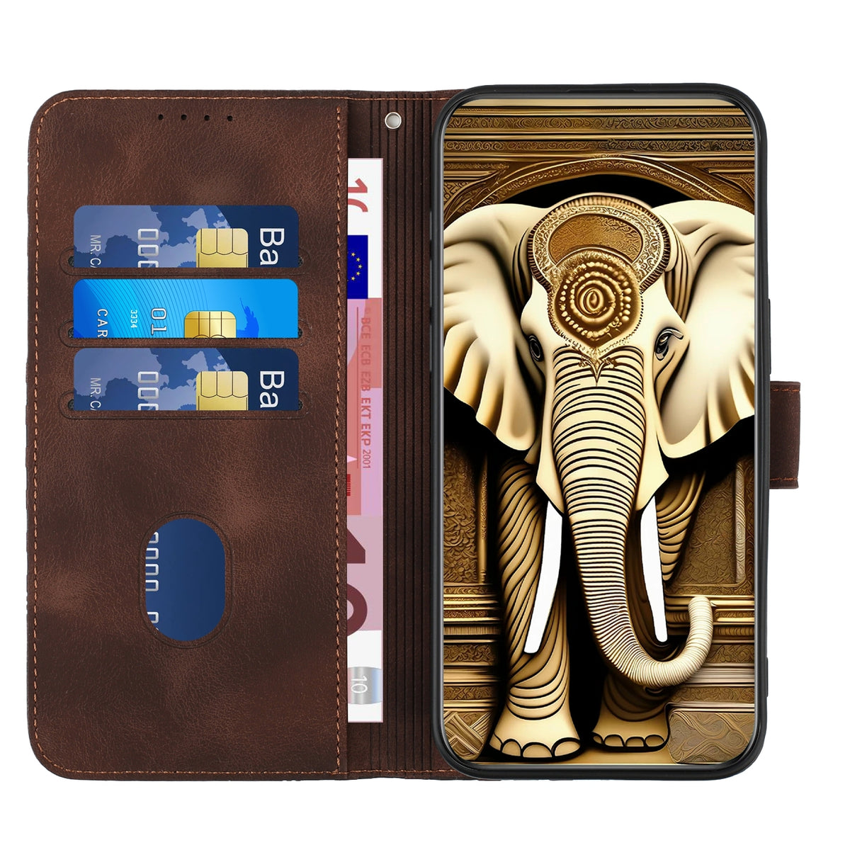 ELECTROPRIME For iPhone 15 Plus YX0060 Elephant Head Embossed Phone Leather Case with Lanyard(Coffee)