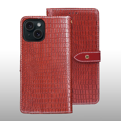 ELECTROPRIME For iPhone 15 idewei Crocodile Texture Leather Phone Case(Red)