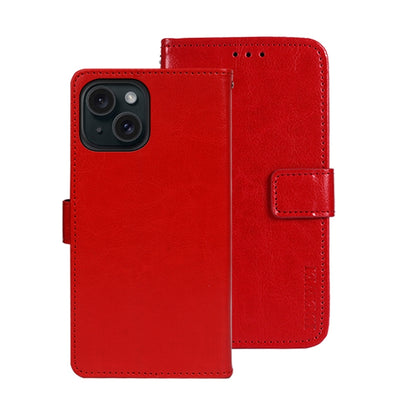 ELECTROPRIME For iPhone 15 idewei Crazy Horse Texture Leather Phone Case with Holder(Red)