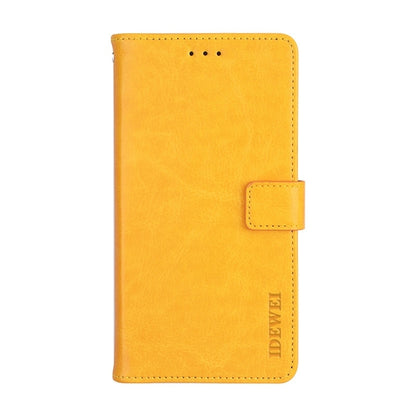 ELECTROPRIME For iPhone 15 idewei Crazy Horse Texture Leather Phone Case with Holder(Yellow)