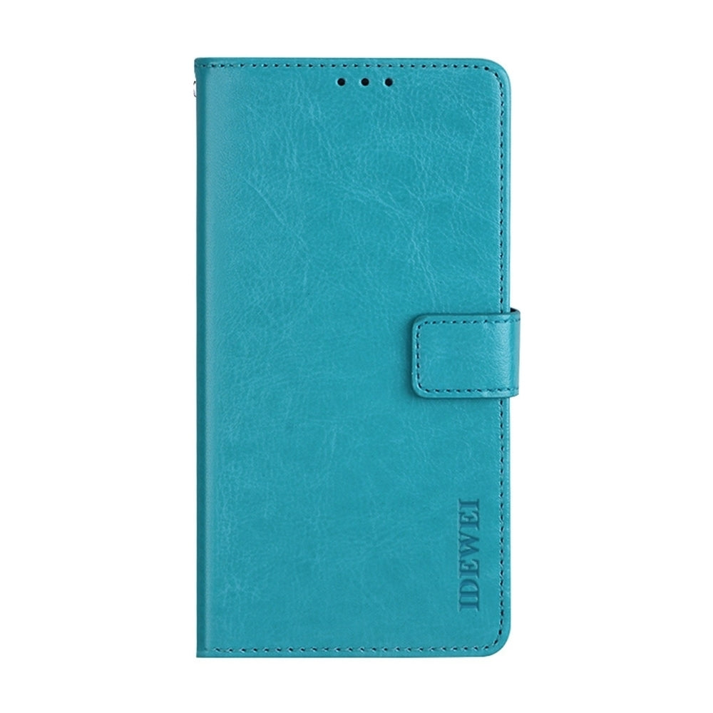 ELECTROPRIME For iPhone 15 idewei Crazy Horse Texture Leather Phone Case with Holder(Sky Blue)