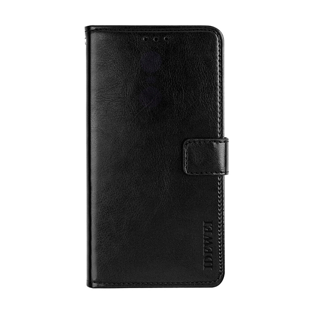 ELECTROPRIME For iPhone 15 idewei Crazy Horse Texture Leather Phone Case with Holder(Black)