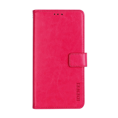 ELECTROPRIME For iPhone 15 idewei Crazy Horse Texture Leather Phone Case with Holder(Rose Red)