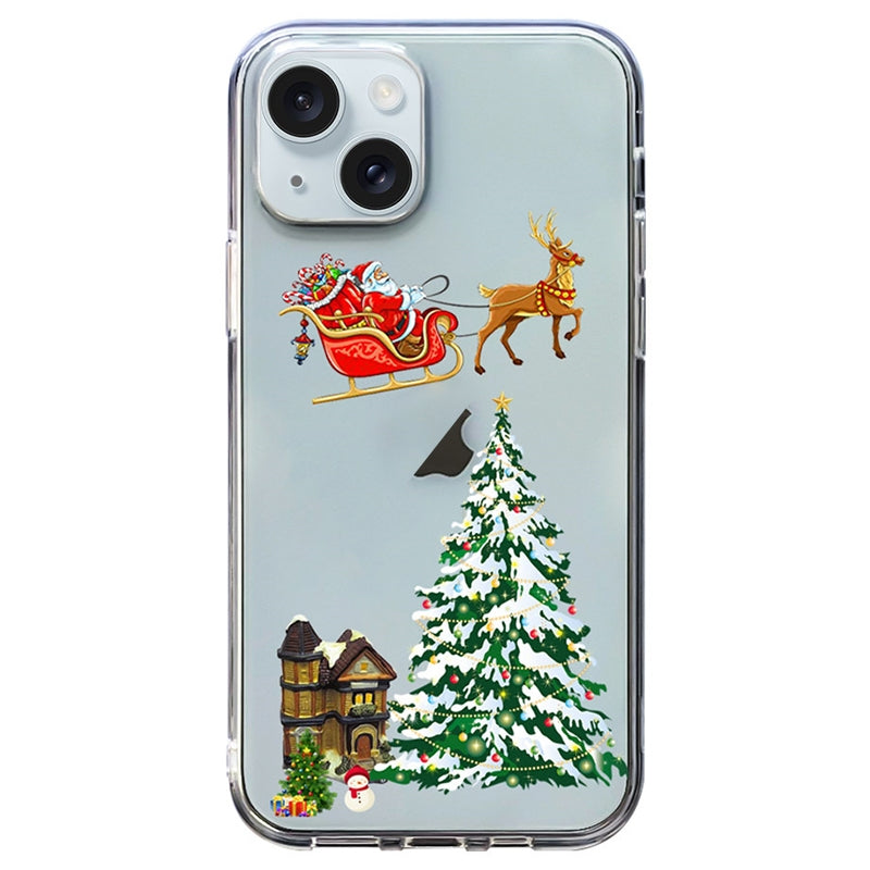 ELECTROPRIME For iPhone 15 Christmas Colored Drawing Pattern High Transparent Soft TPU Phone Case(Christmas)