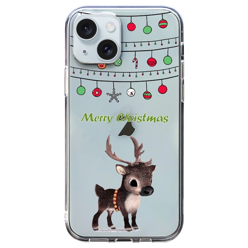 ELECTROPRIME For iPhone 15 Christmas Colored Drawing Pattern High Transparent Soft TPU Phone Case(Elk)