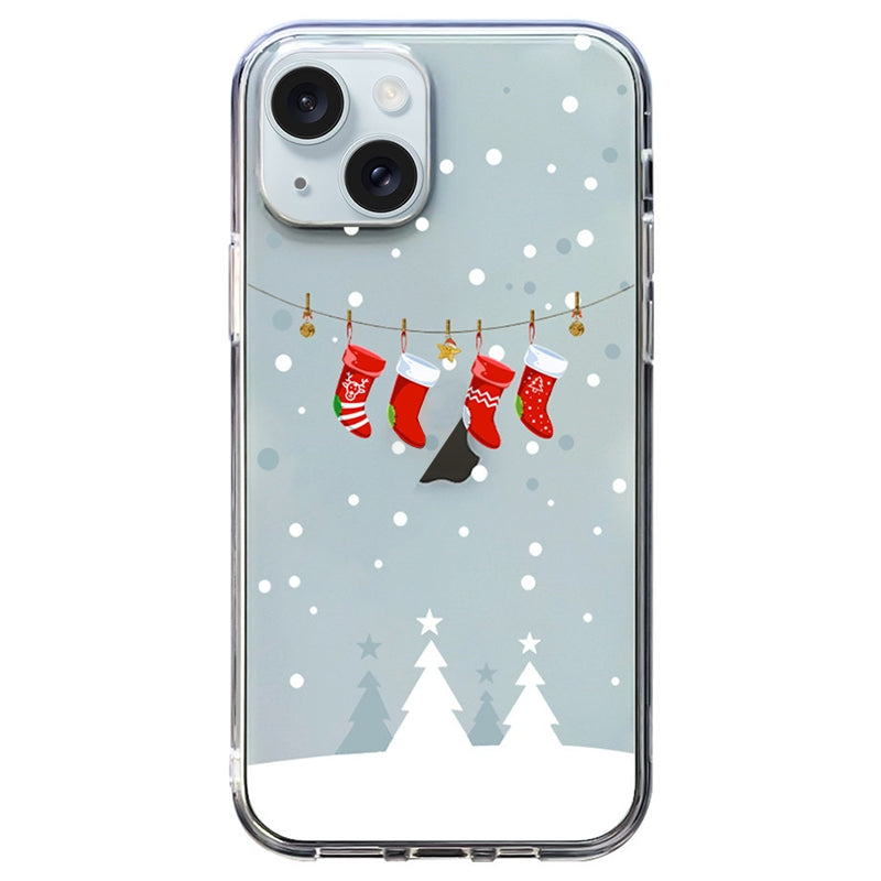 ELECTROPRIME For iPhone 15 Christmas Colored Drawing Pattern High Transparent Soft TPU Phone Case(Christmas Stocking)